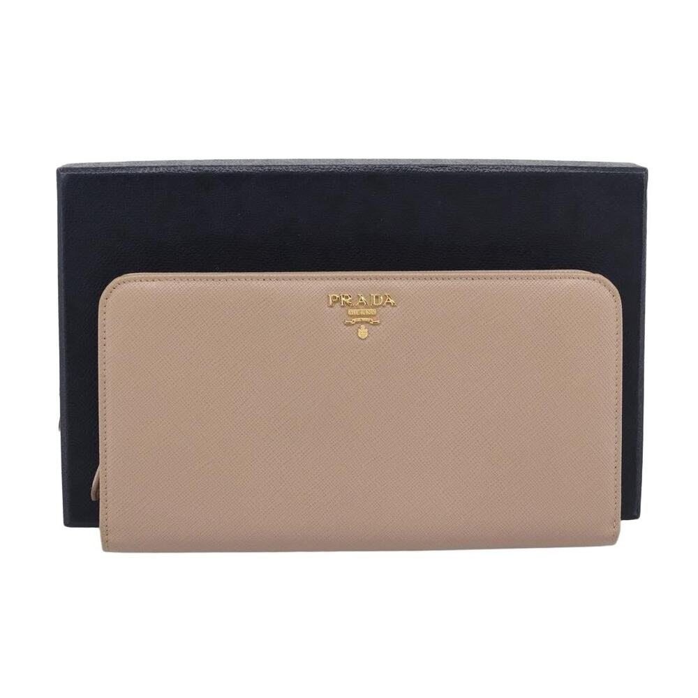 Prada Leather Long Wallet Saffiano Pink